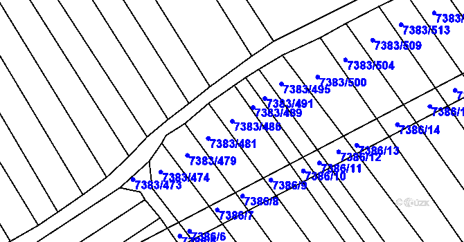 Parcela st. 7383/486 v KÚ Strážnice na Moravě, Katastrální mapa