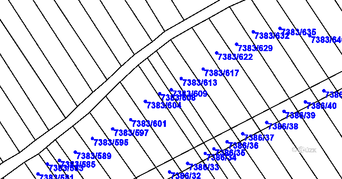 Parcela st. 7383/609 v KÚ Strážnice na Moravě, Katastrální mapa