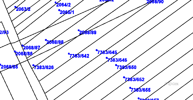 Parcela st. 7383/645 v KÚ Strážnice na Moravě, Katastrální mapa