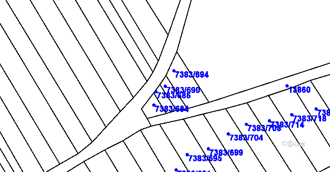 Parcela st. 7383/690 v KÚ Strážnice na Moravě, Katastrální mapa