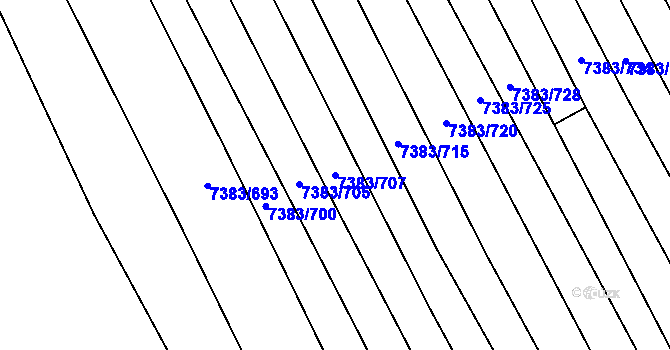 Parcela st. 7383/707 v KÚ Strážnice na Moravě, Katastrální mapa