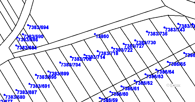 Parcela st. 7383/718 v KÚ Strážnice na Moravě, Katastrální mapa