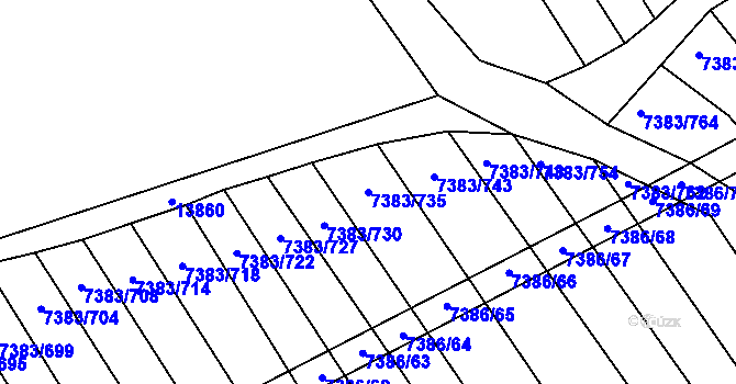 Parcela st. 7383/735 v KÚ Strážnice na Moravě, Katastrální mapa