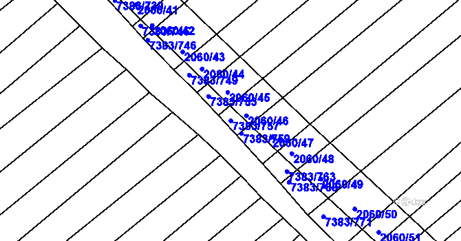 Parcela st. 7383/757 v KÚ Strážnice na Moravě, Katastrální mapa