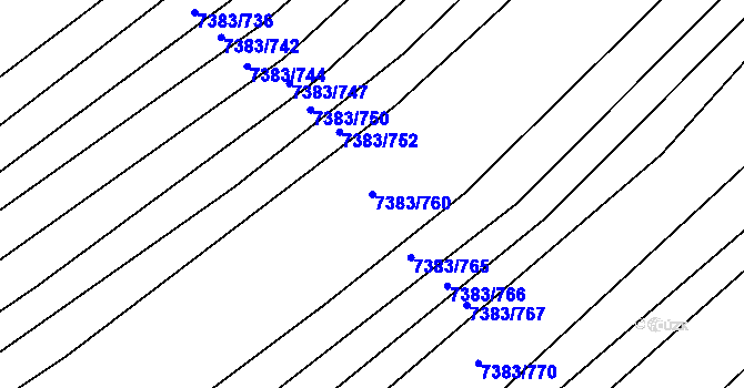 Parcela st. 7383/760 v KÚ Strážnice na Moravě, Katastrální mapa