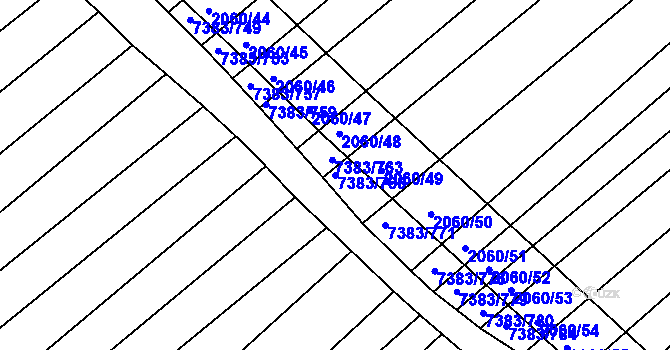 Parcela st. 7383/768 v KÚ Strážnice na Moravě, Katastrální mapa