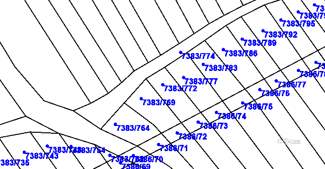 Parcela st. 7383/772 v KÚ Strážnice na Moravě, Katastrální mapa