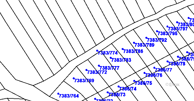 Parcela st. 7383/774 v KÚ Strážnice na Moravě, Katastrální mapa