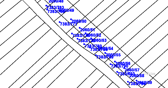 Parcela st. 7383/780 v KÚ Strážnice na Moravě, Katastrální mapa