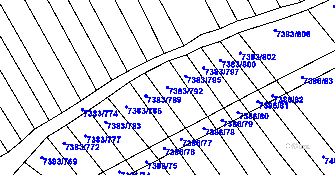 Parcela st. 7383/792 v KÚ Strážnice na Moravě, Katastrální mapa