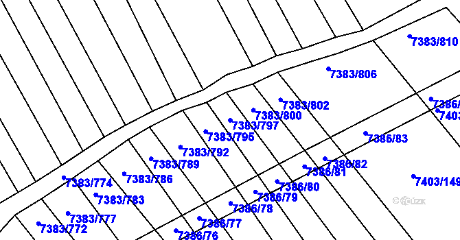 Parcela st. 7383/797 v KÚ Strážnice na Moravě, Katastrální mapa