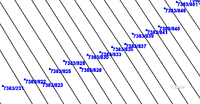 Parcela st. 7383/833 v KÚ Strážnice na Moravě, Katastrální mapa
