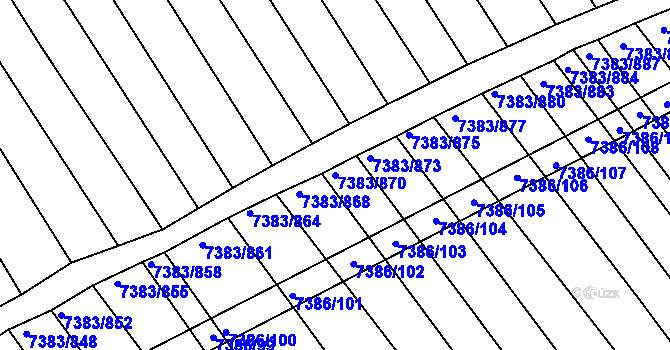 Parcela st. 7383/870 v KÚ Strážnice na Moravě, Katastrální mapa