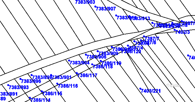 Parcela st. 7383/909 v KÚ Strážnice na Moravě, Katastrální mapa