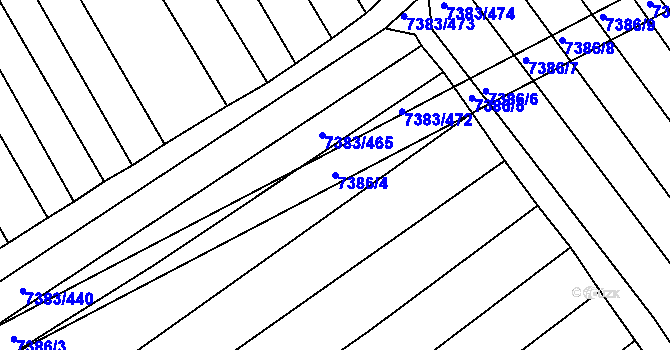 Parcela st. 7386/4 v KÚ Strážnice na Moravě, Katastrální mapa
