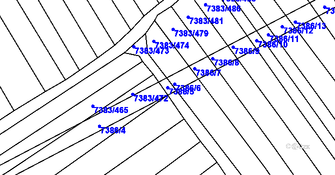 Parcela st. 7386/5 v KÚ Strážnice na Moravě, Katastrální mapa