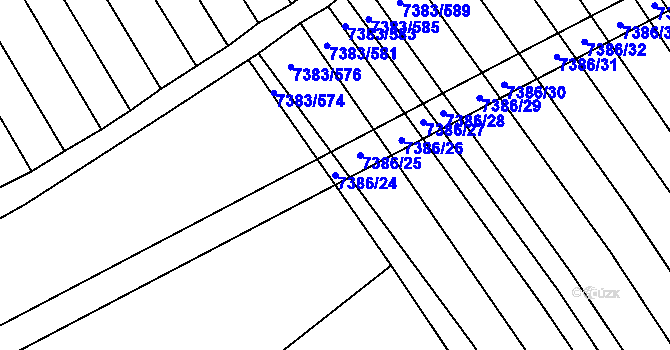Parcela st. 7386/24 v KÚ Strážnice na Moravě, Katastrální mapa
