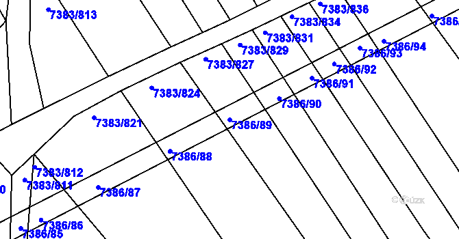 Parcela st. 7386/89 v KÚ Strážnice na Moravě, Katastrální mapa