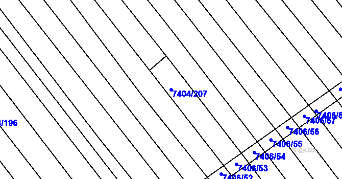 Parcela st. 7404/207 v KÚ Strážnice na Moravě, Katastrální mapa