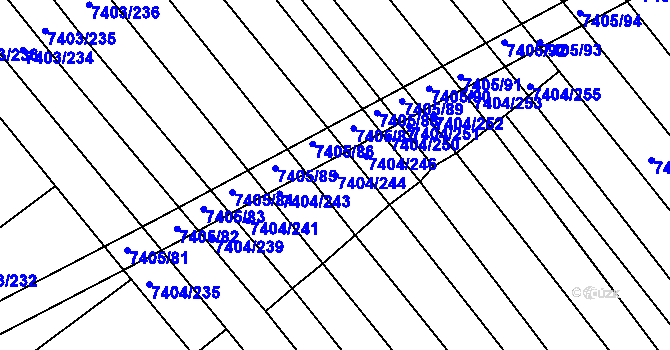 Parcela st. 7404/244 v KÚ Strážnice na Moravě, Katastrální mapa