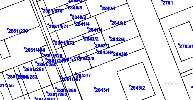 Parcela st. 2843/4 v KÚ Strážnice na Moravě, Katastrální mapa