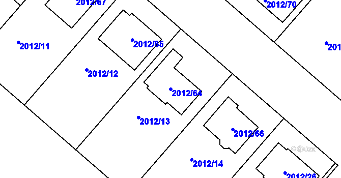 Parcela st. 2012/64 v KÚ Strážnice na Moravě, Katastrální mapa