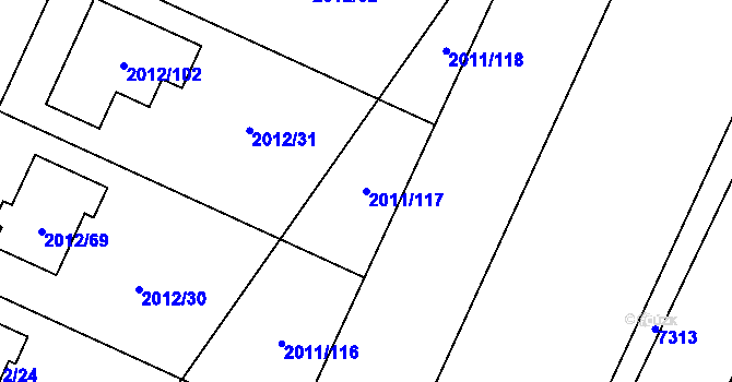 Parcela st. 2011/117 v KÚ Strážnice na Moravě, Katastrální mapa