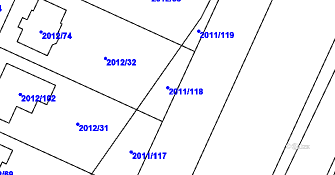 Parcela st. 2011/118 v KÚ Strážnice na Moravě, Katastrální mapa