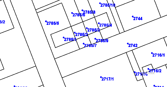 Parcela st. 2785/7 v KÚ Strážnice na Moravě, Katastrální mapa