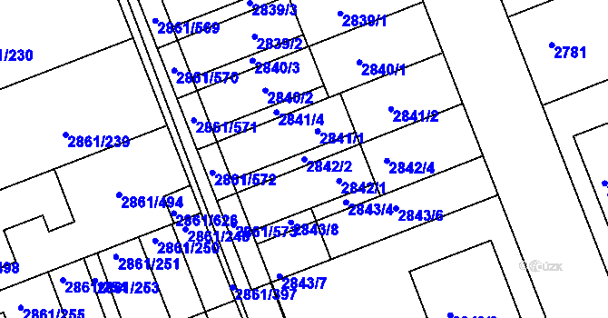 Parcela st. 2842/2 v KÚ Strážnice na Moravě, Katastrální mapa