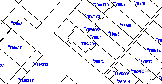 Parcela st. 789/291 v KÚ Strážnice na Moravě, Katastrální mapa