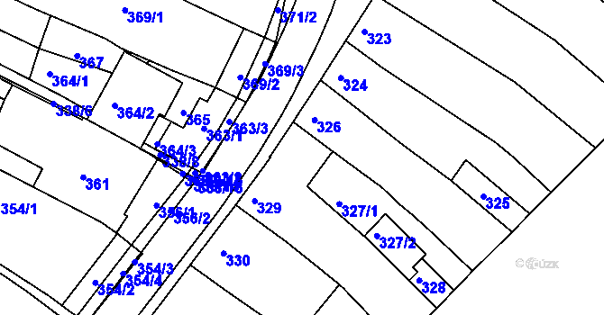 Parcela st. 327/3 v KÚ Strážnice na Moravě, Katastrální mapa