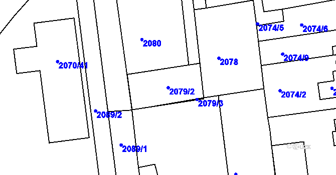 Parcela st. 2079/2 v KÚ Strážnice na Moravě, Katastrální mapa