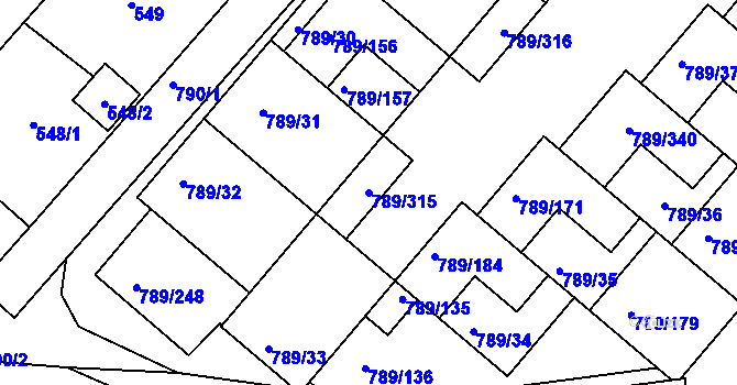 Parcela st. 789/315 v KÚ Strážnice na Moravě, Katastrální mapa
