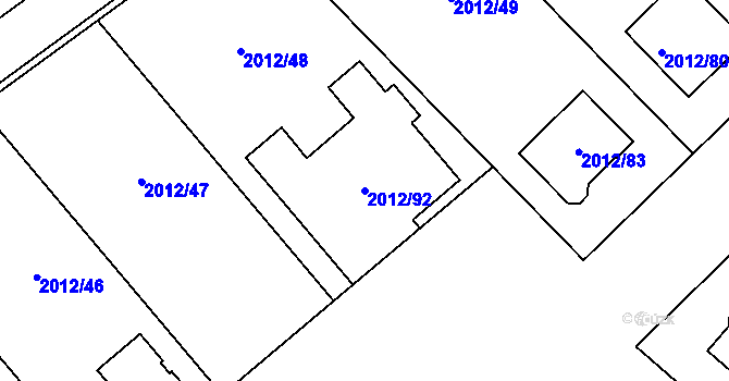 Parcela st. 2012/92 v KÚ Strážnice na Moravě, Katastrální mapa