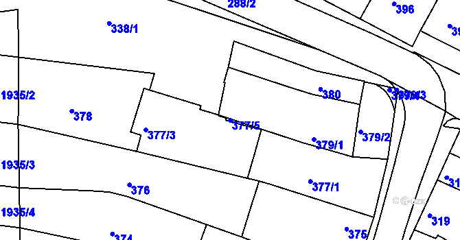 Parcela st. 377/5 v KÚ Strážnice na Moravě, Katastrální mapa