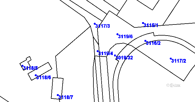 Parcela st. 3119/4 v KÚ Strážnice na Moravě, Katastrální mapa