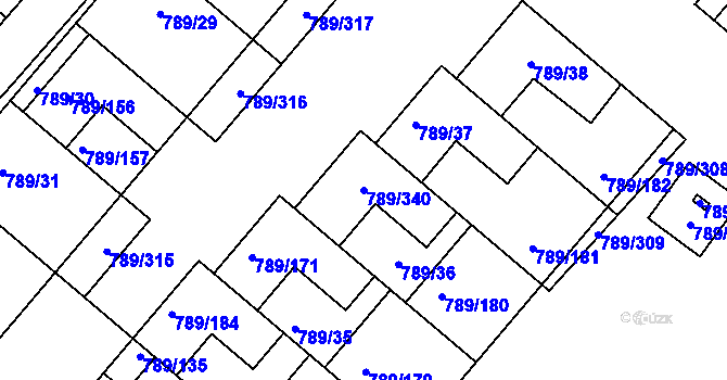 Parcela st. 789/340 v KÚ Strážnice na Moravě, Katastrální mapa