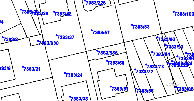 Parcela st. 7383/936 v KÚ Strážnice na Moravě, Katastrální mapa