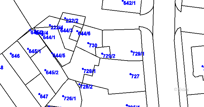 Parcela st. 729/2 v KÚ Strážnice na Moravě, Katastrální mapa