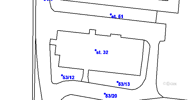 Parcela st. 32 v KÚ Řasnice, Katastrální mapa