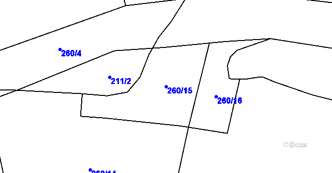 Parcela st. 260/15 v KÚ Řasnice, Katastrální mapa