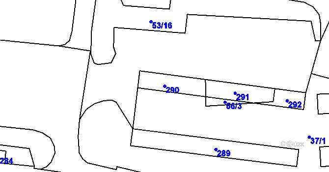 Parcela st. 290 v KÚ Řasnice, Katastrální mapa
