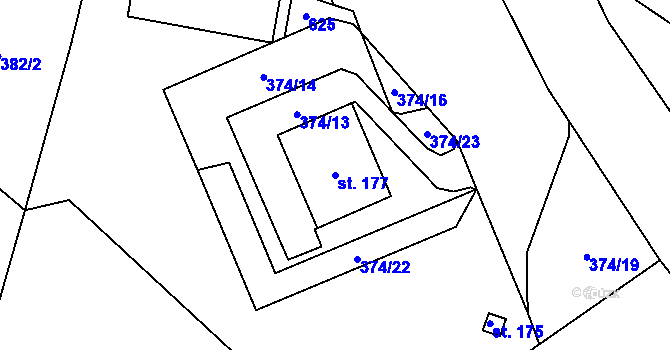 Parcela st. 177 v KÚ Strážný, Katastrální mapa