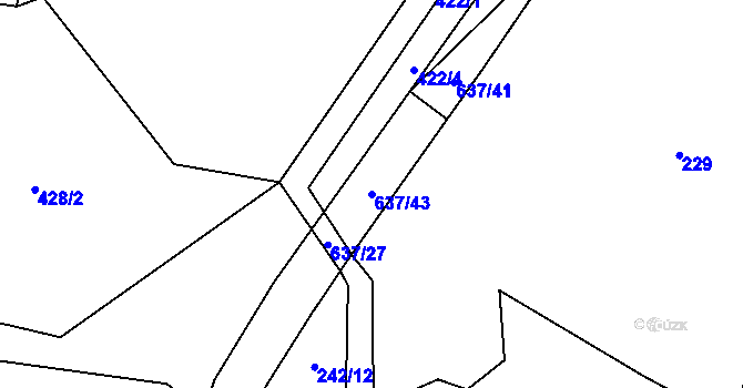 Parcela st. 637/43 v KÚ Krotějov, Katastrální mapa