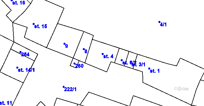 Parcela st. 4 v KÚ Lehom, Katastrální mapa