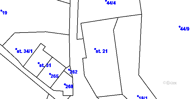 Parcela st. 21 v KÚ Lehom, Katastrální mapa