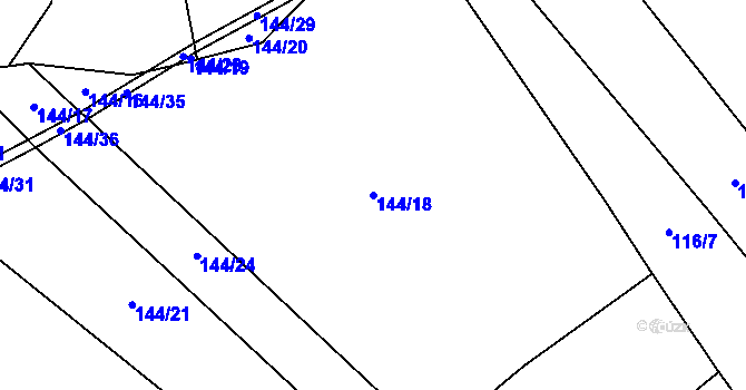 Parcela st. 144/18 v KÚ Lehom, Katastrální mapa