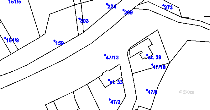 Parcela st. 47/13 v KÚ Lukavice u Strážova, Katastrální mapa