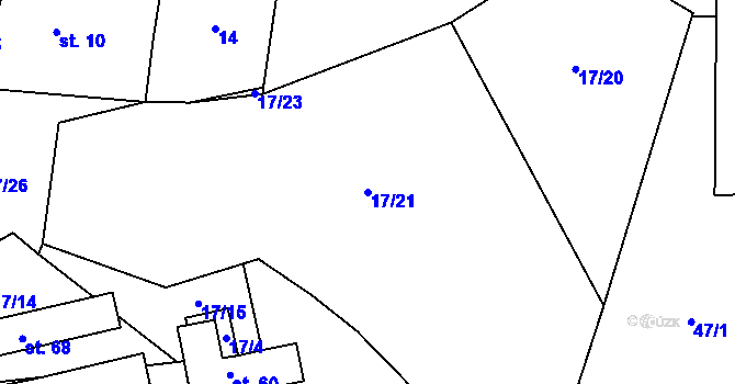 Parcela st. 17/21 v KÚ Lukavice u Strážova, Katastrální mapa